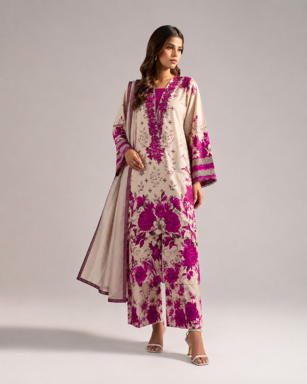 Alkaram Orchid Rose – Sequins Embroidered Luxury 3-Piece