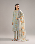 Maria.B Mint Apricot Flora – Premium Sequins Embroidered 3-Piece | Ijlaal