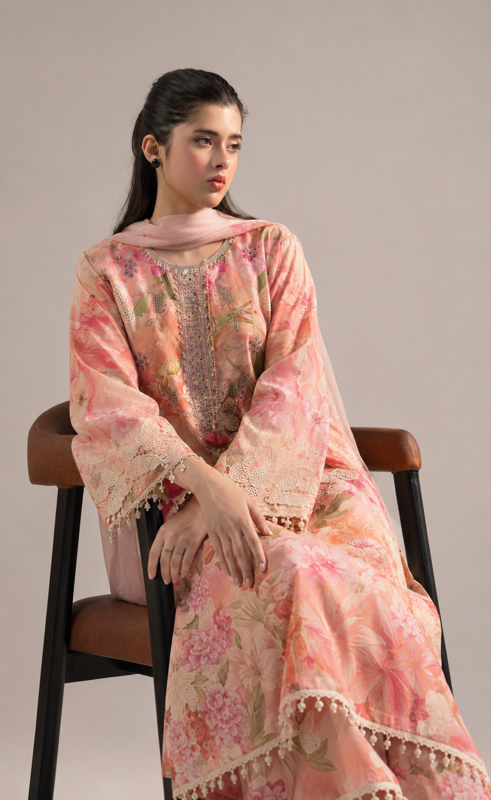 Baroque Freesia Flora – Sequins Embroidered Luxury 3-Piece