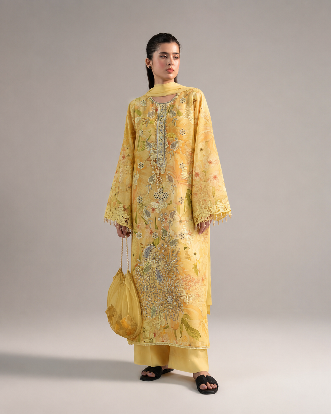 Baroque Freesia Flora – Sequins Embroidered Luxury 3-Piece