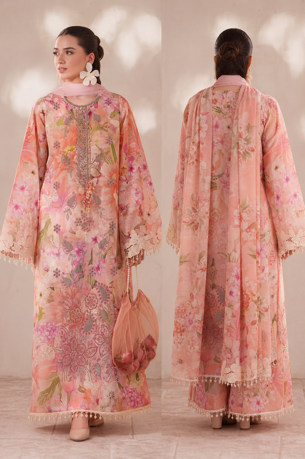 Baroque Freesia Flora – Sequins Embroidered Luxury 3-Piece