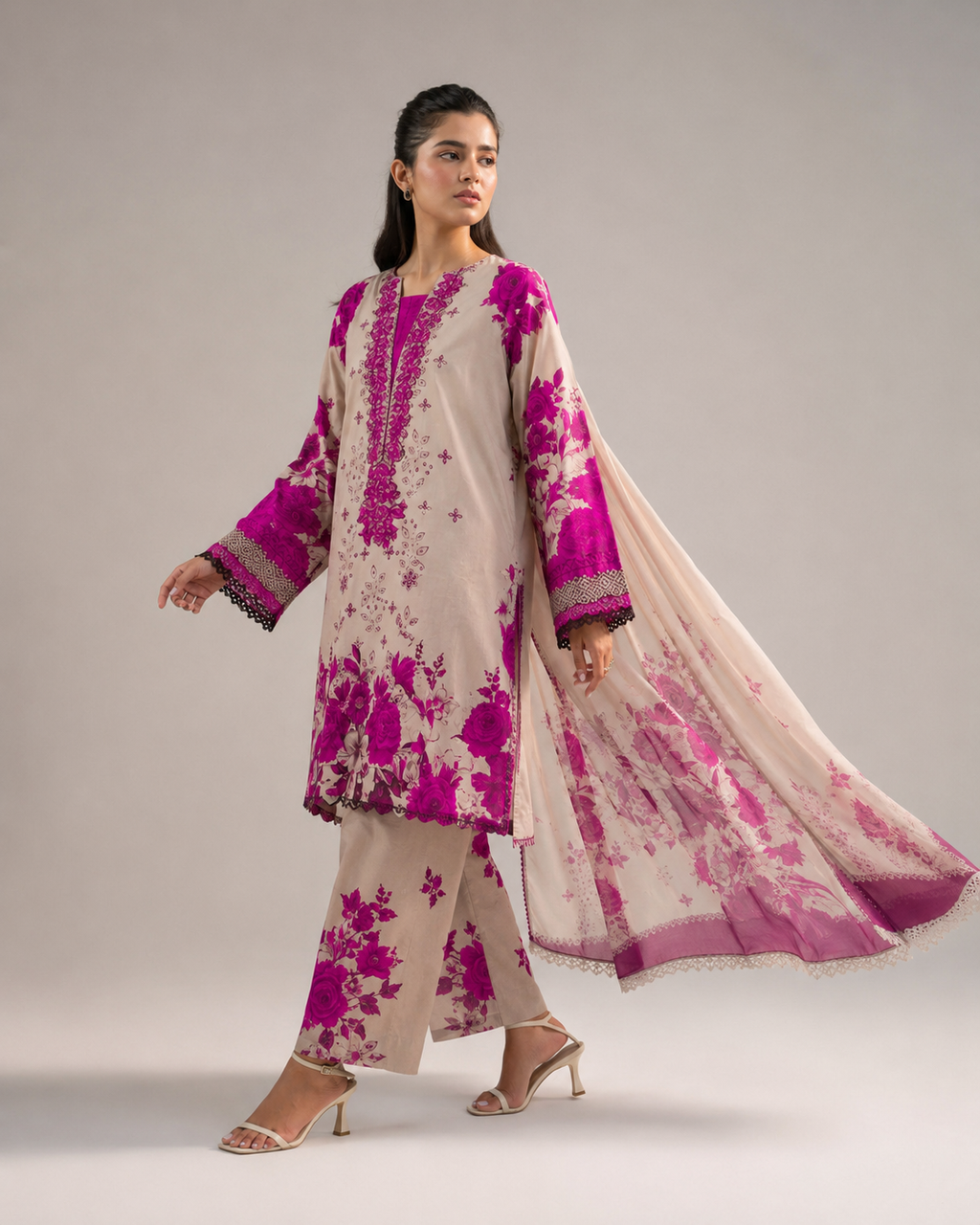 Alkaram Orchid Rose – Sequins Embroidered Luxury 3-Piece
