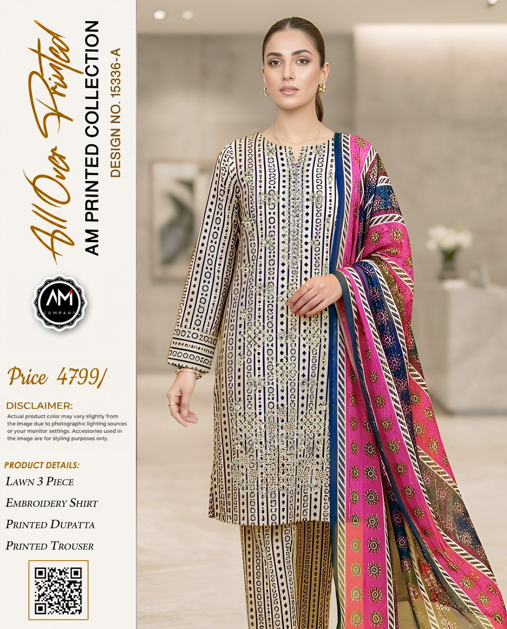 Embroidered 3 piece suite Lawn Dupatta