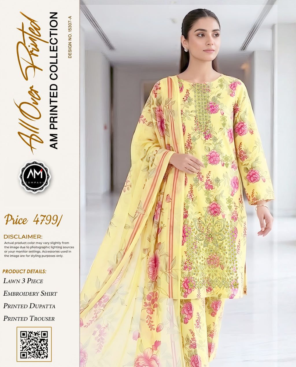 Embroidered 3 piece suite Lawn Dupatta
