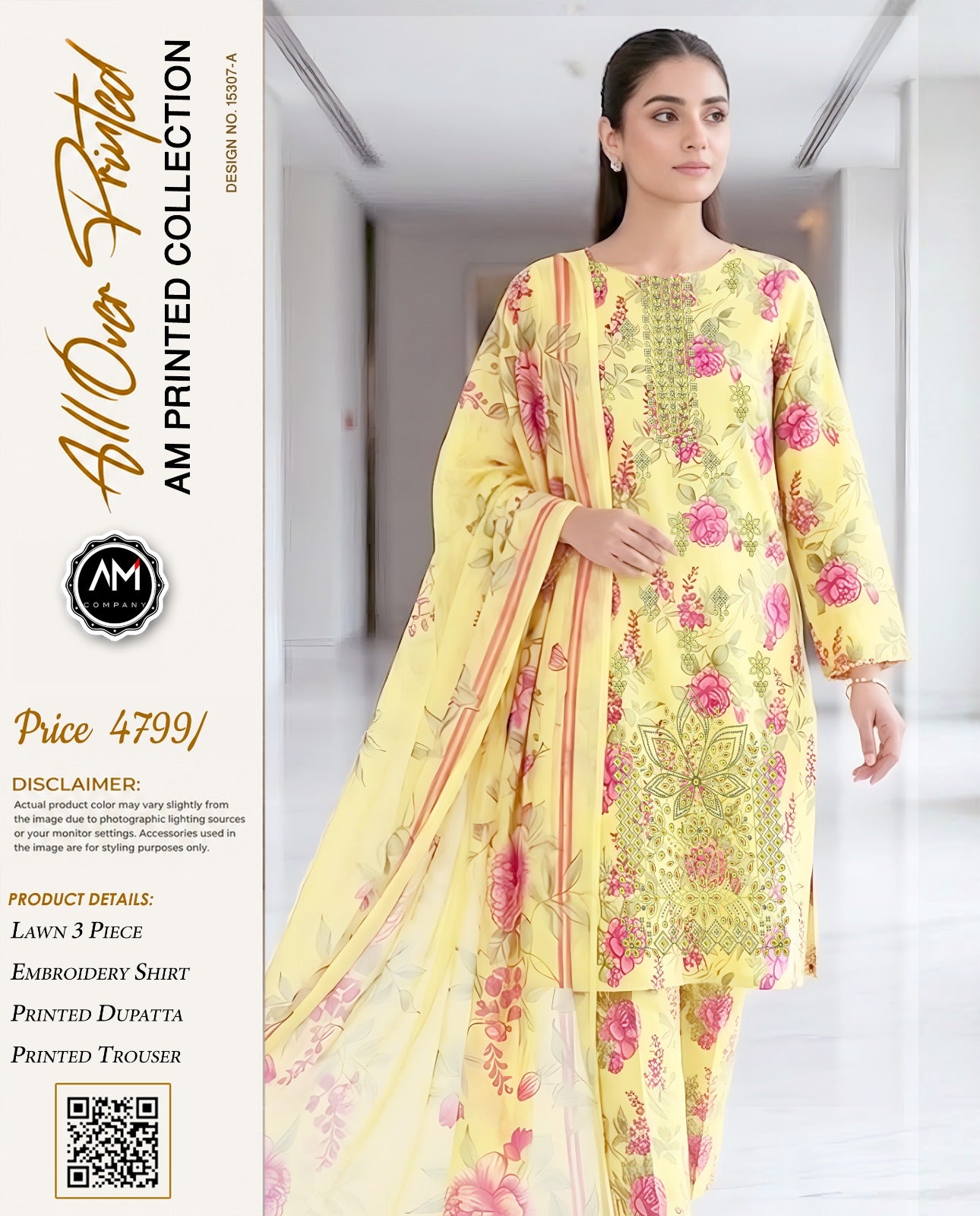 Embroidered 3 piece suite Lawn Dupatta