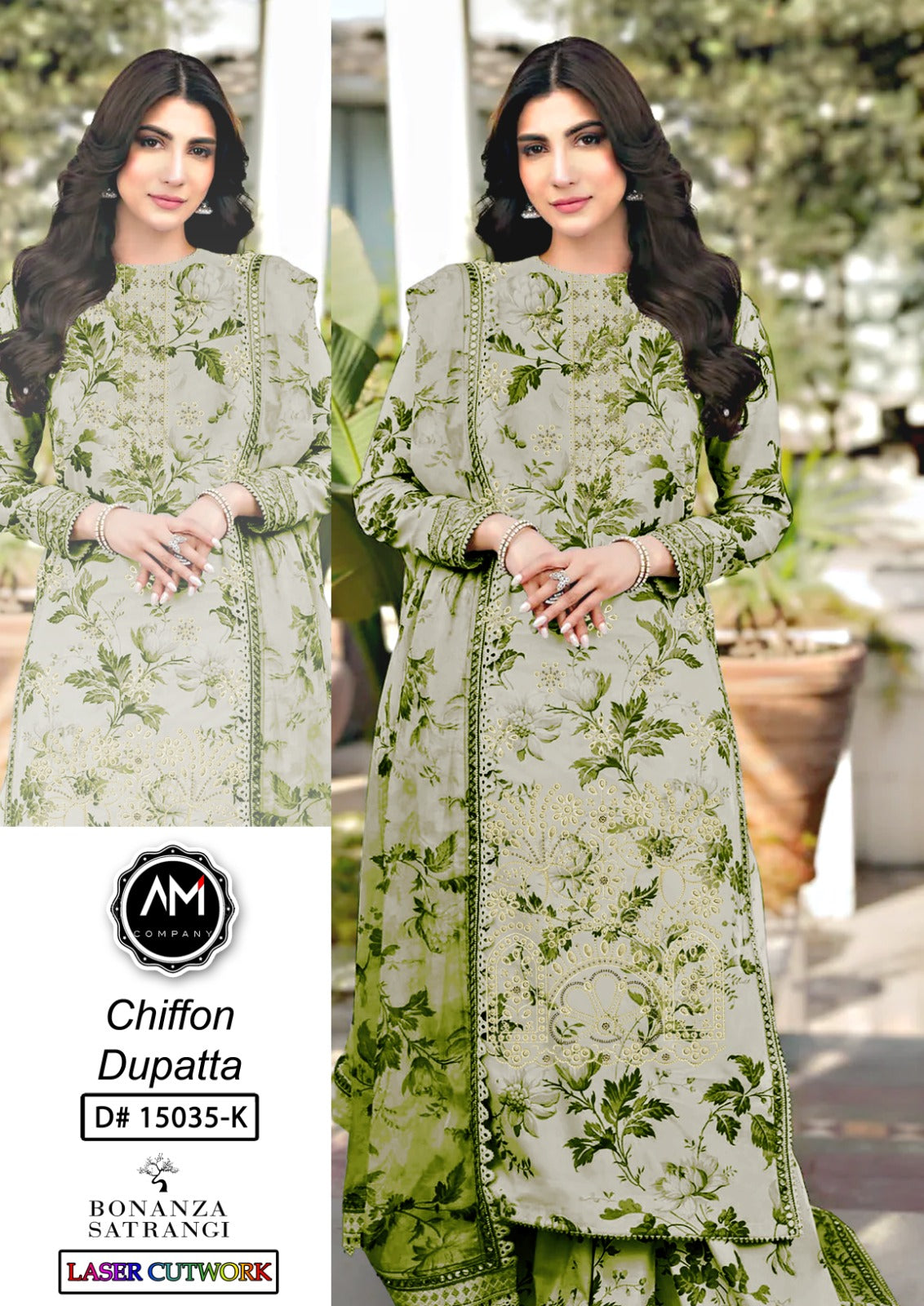 Embroidered 3 piece suite chiffon Dupatta