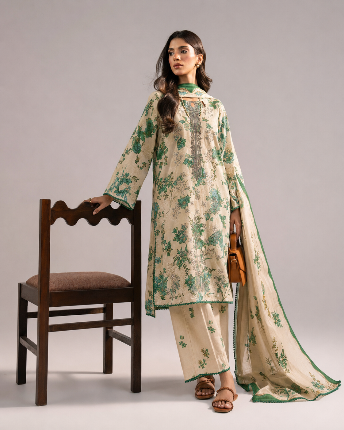 Motifz Floral Bloom – Sequins Embroidered Suit with Chiffon Dupatta