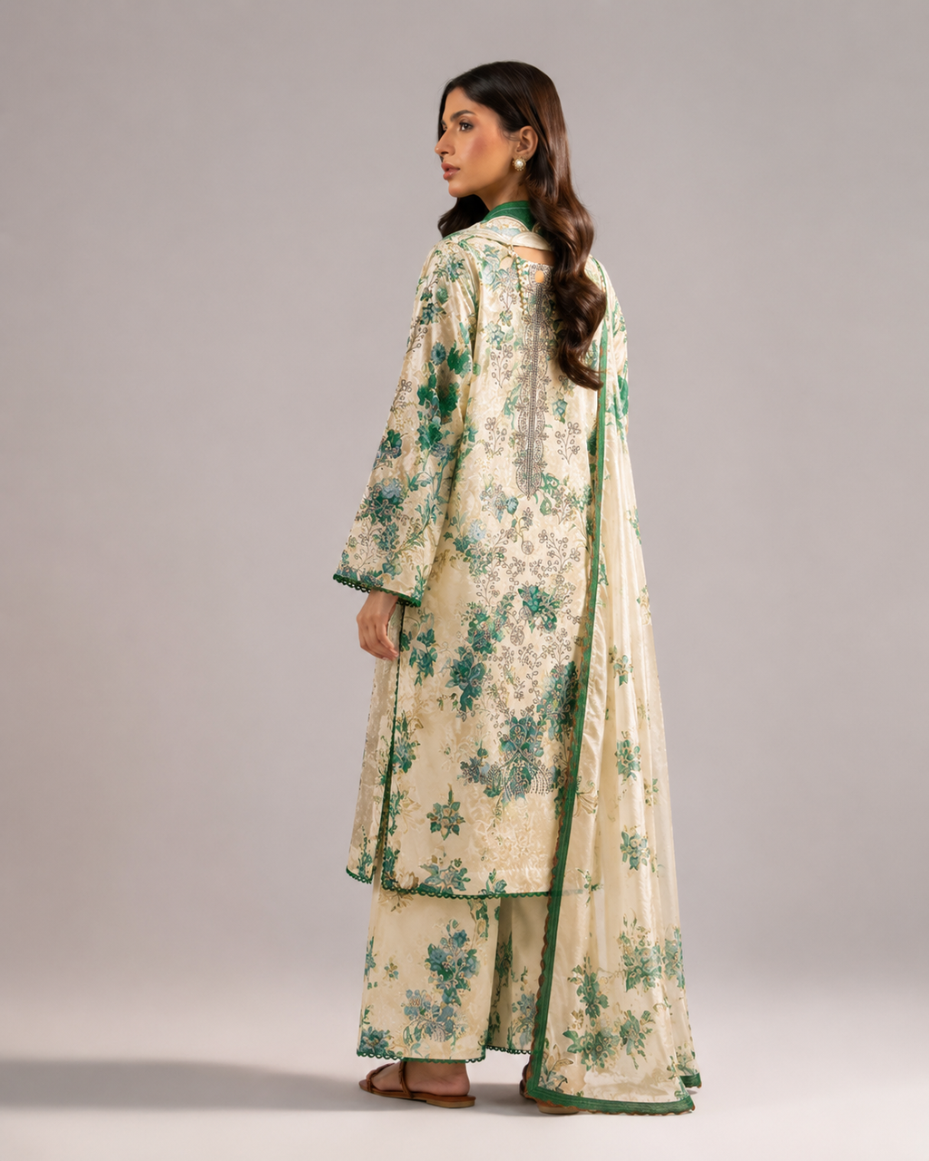 Motifz Floral Bloom – Sequins Embroidered Suit with Chiffon Dupatta