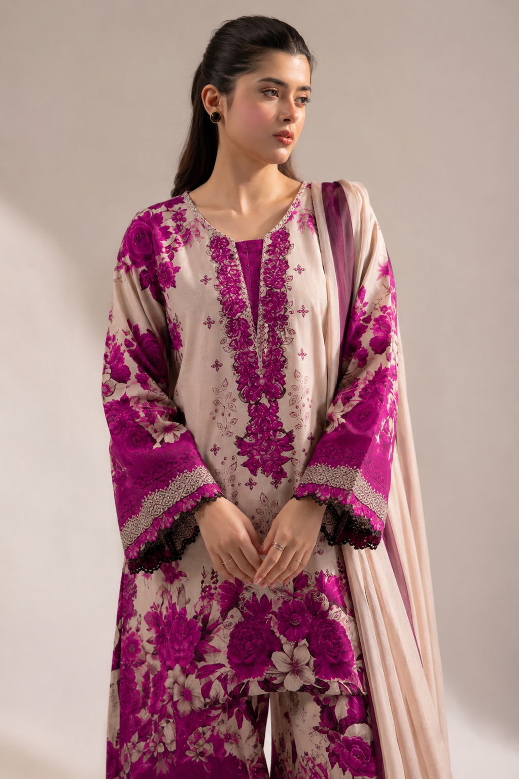 Alkaram Orchid Rose – Sequins Embroidered Luxury 3-Piece